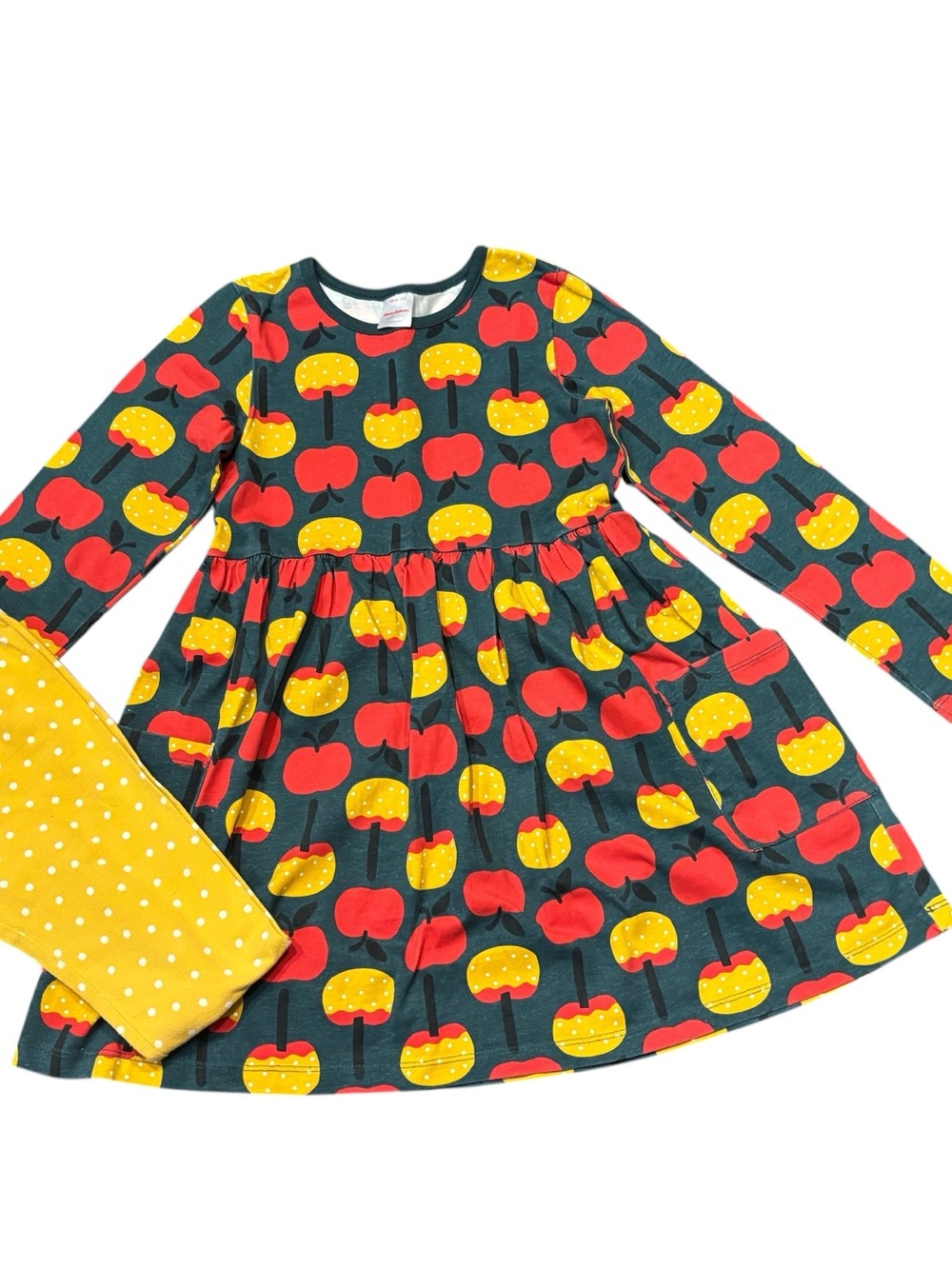 Hanna Andersson Autumn fall apple dress, sz 8